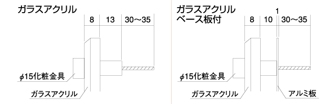 ガラス調アクリル銘板･看板サイズ