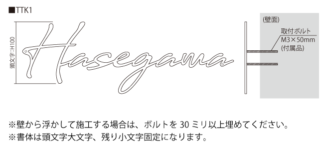 チタン 切文字タイプサイズ